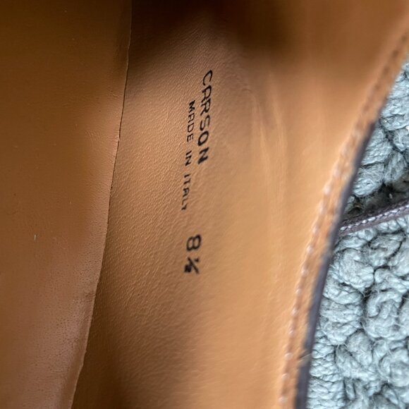 Men's Leather Dress Shoe Burgundy Wingtip Lace up Made in Italy Carson 8.5 - Picture 5 of 8